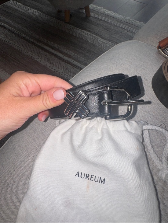 AUREUM Accessories - AUREUM Black Leather Belt with Silver Buckle